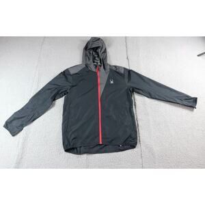 Spyder Windbreaker Mens Medium Venom Gray Black Red Hoodie
